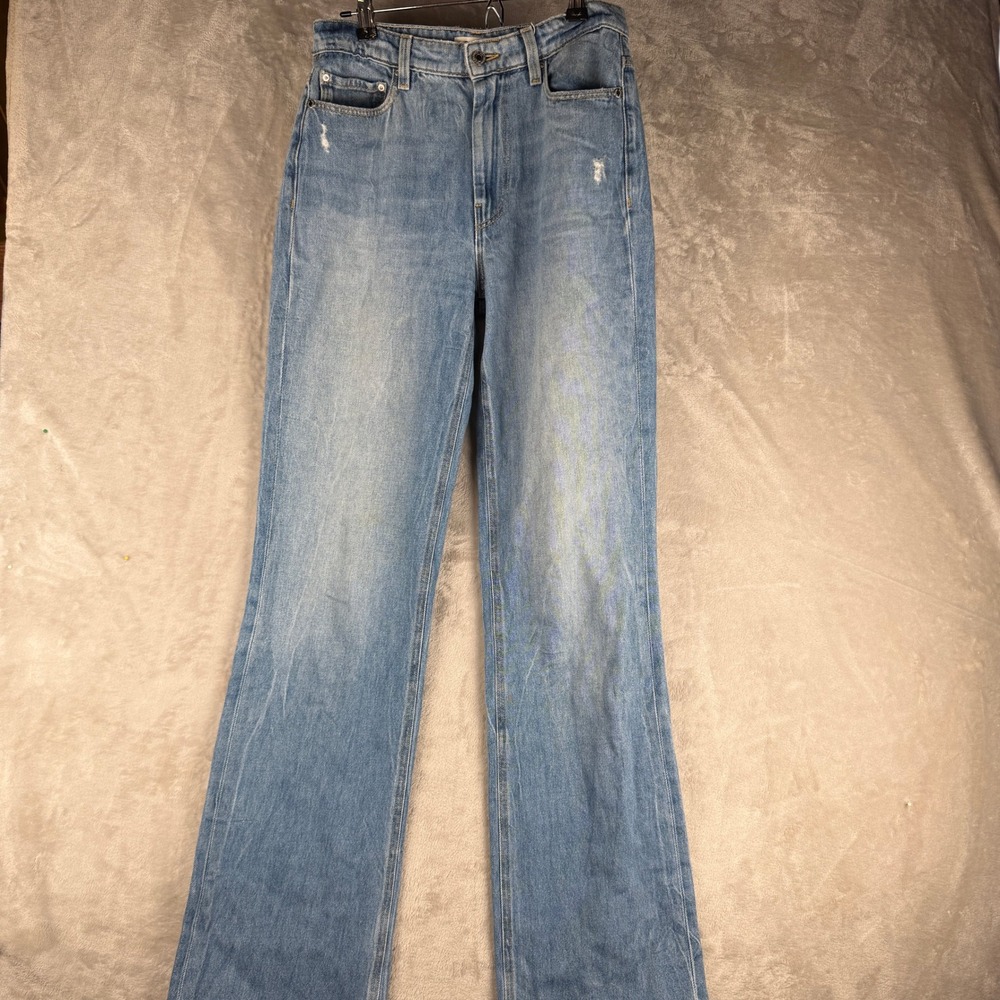 Guess Womens High Rise Straight Leg Light Wash Raw Hem Denim Jeans Size 27